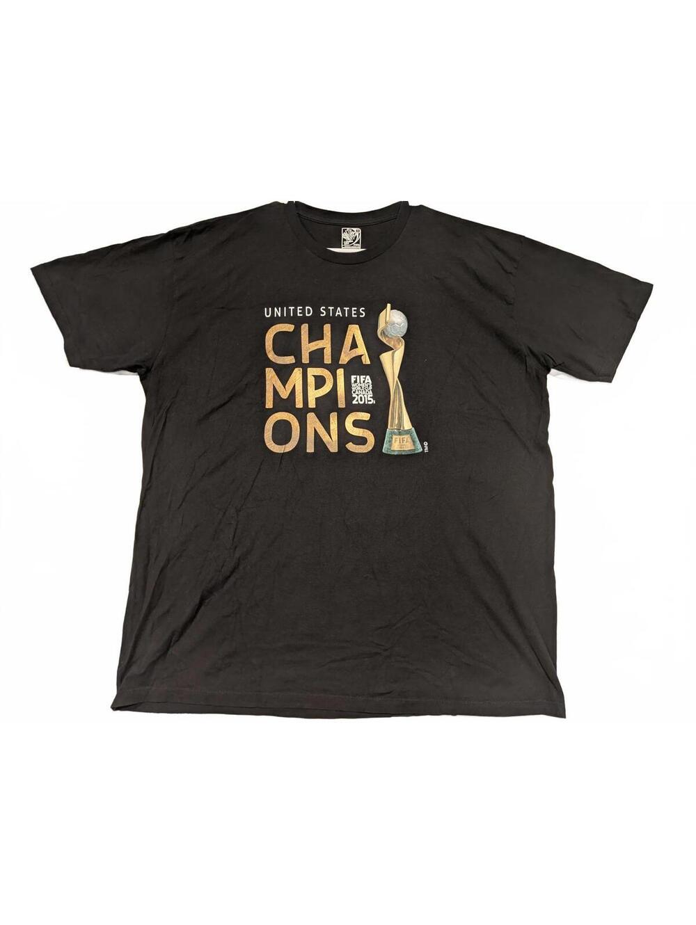 FIFA Womens World Cup 2015 USA Champions Trophy Black Soccer T-Shirt Mens XL